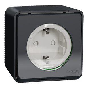 IP55 розетка з заземленням та шторками IP55 Mureva Styl, чорна MUR36034 фото